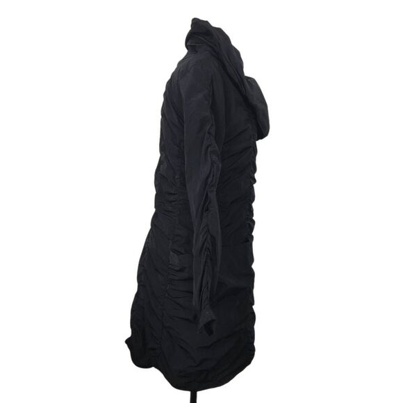 Sun Kim Sydney Parachute Jacket Womens Small Black Ruched Full Zip Lagenlook - Picture 2 of 12